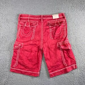 True Religion Cargo Shorts Men 34 Flap Pocket Contrast Stitch Streetwear Vtg Y2K